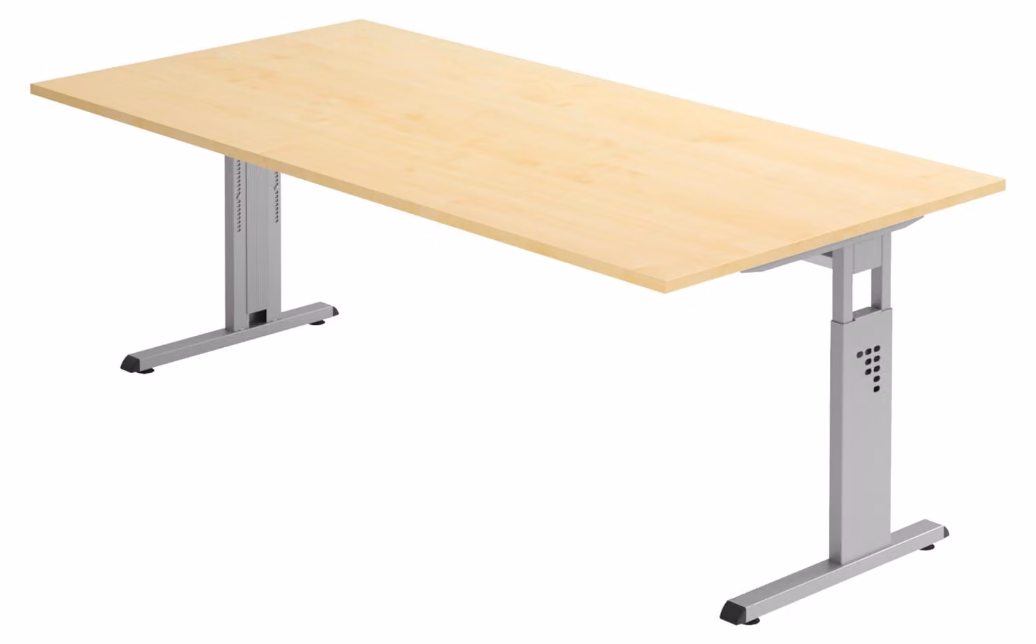 bümö Scrivania Serie-O - Decorazione: acero, struttura: argento, dimensioni: 200 x 100 cm