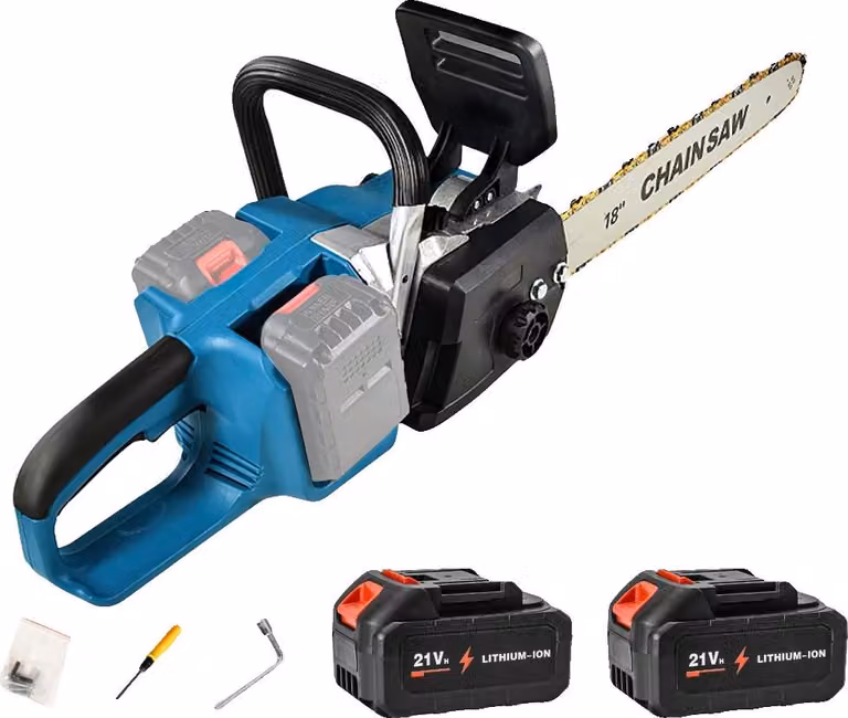 Motosega a batteria, guida da 18 pollici, riempimento automatico, con 2 batterie