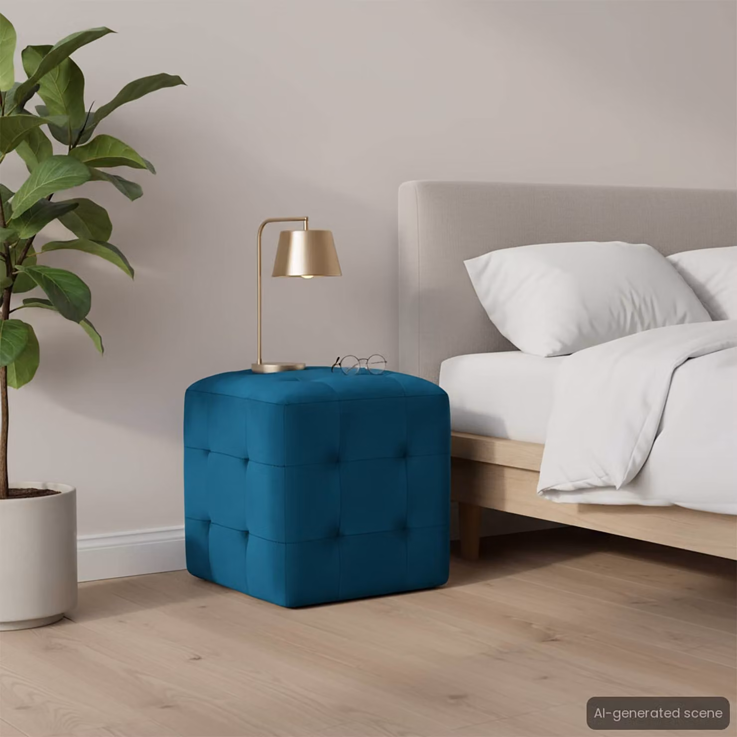 Set di 2 comodini vidaXL in tessuto vellutato blu, L/P/H: 30 x 30 x 30 cm