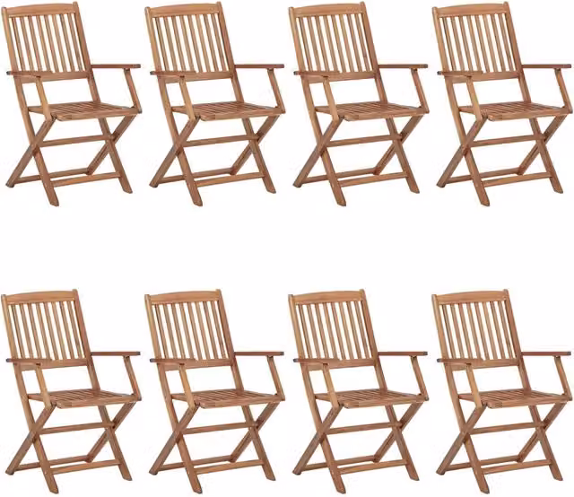 Sedie Pieghevoli 8 pz con Cuscini Massello Acacia 3074988