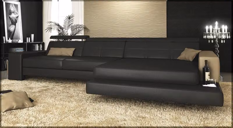 Designer Sofa Couch Ecksofa mit Hocker Polster Garnitur Wohnlandschaft L-Form