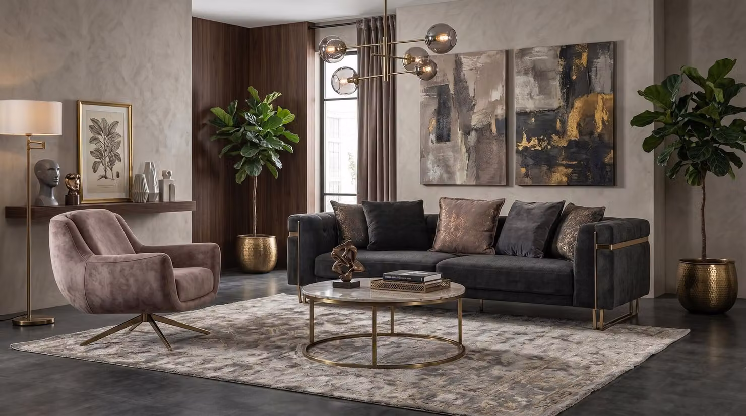 Wohnzimmer Set 3 Sitzer Sofa Sessel Modern Schwarz Raffiniert