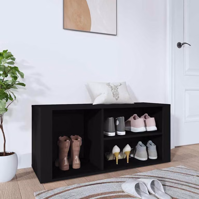 Scarpiera moderna vidaXL in legno nero opaco L: 100 cm, P: 35 cm, H: 45 cm