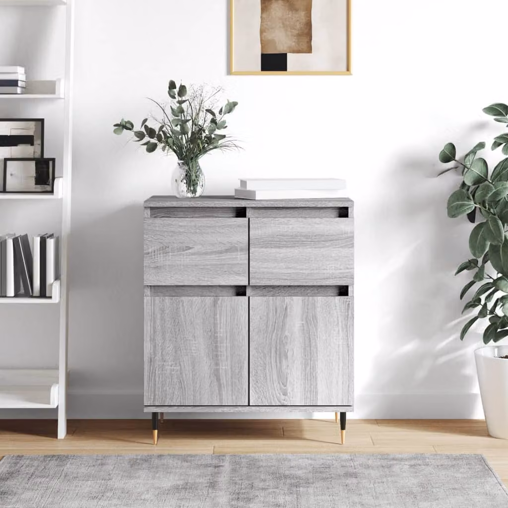 Credenza moderna vidaXL in legno multistrato e metallo, colore Grigio Sonoma, L 60 cm x P 35 cm x H 70 cm