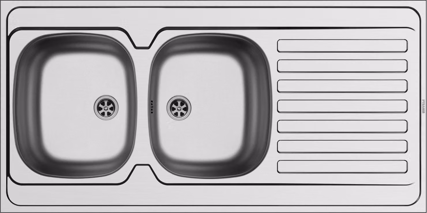 Lavello da cucina 120x60 cm da appoggio International doppia vasca con gocciolatoio