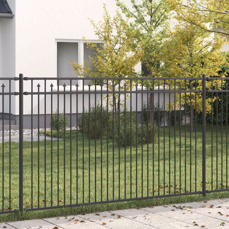 Recinzione a picchetto BAARLO vidaXL in acciaio nero L: 200 cm, H: 166 cm