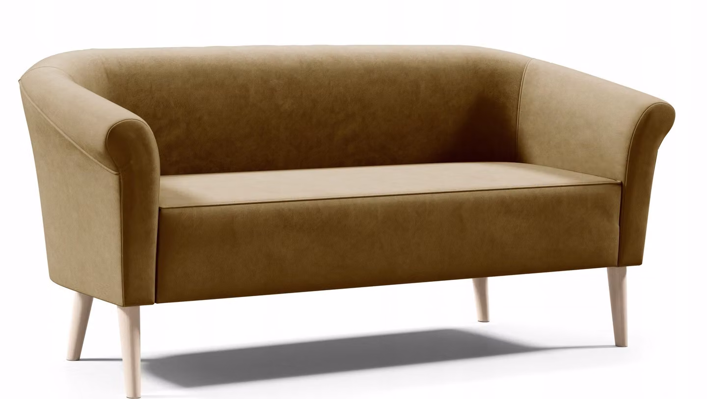 GUTTO Divano scandinavo a 3 posti --LILIE-- panca marrone in velluto consegna 7 giorni - gambe alte in legno nero bianco faggio
