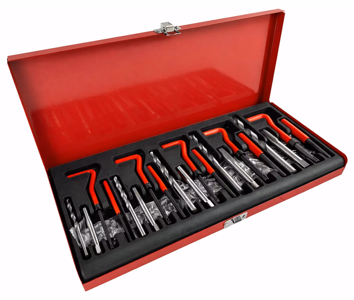 Kit-set riparazione filettatura, attrezzi ripristino filetti M5 M6 M8 M10 M12, inserto compatibile, utensili manuali per auto ,131 pezzi Gebo Tools
