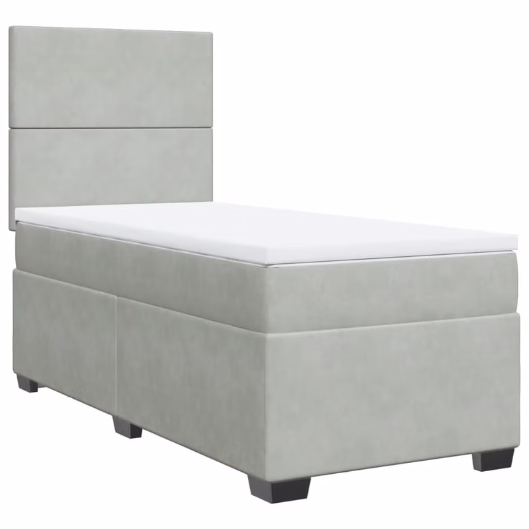 Giroletto a Molle con Materasso Grigio Chiaro 90x190 cm Velluto