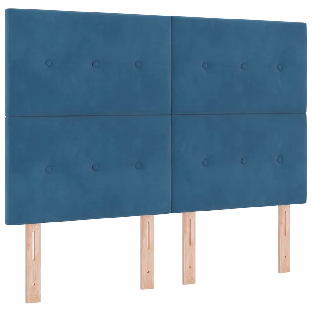 Letto a molla moderno vidaXL in velluto blu con illuminazione LED sottostante L: 160 cm, P: 200 cm – 2