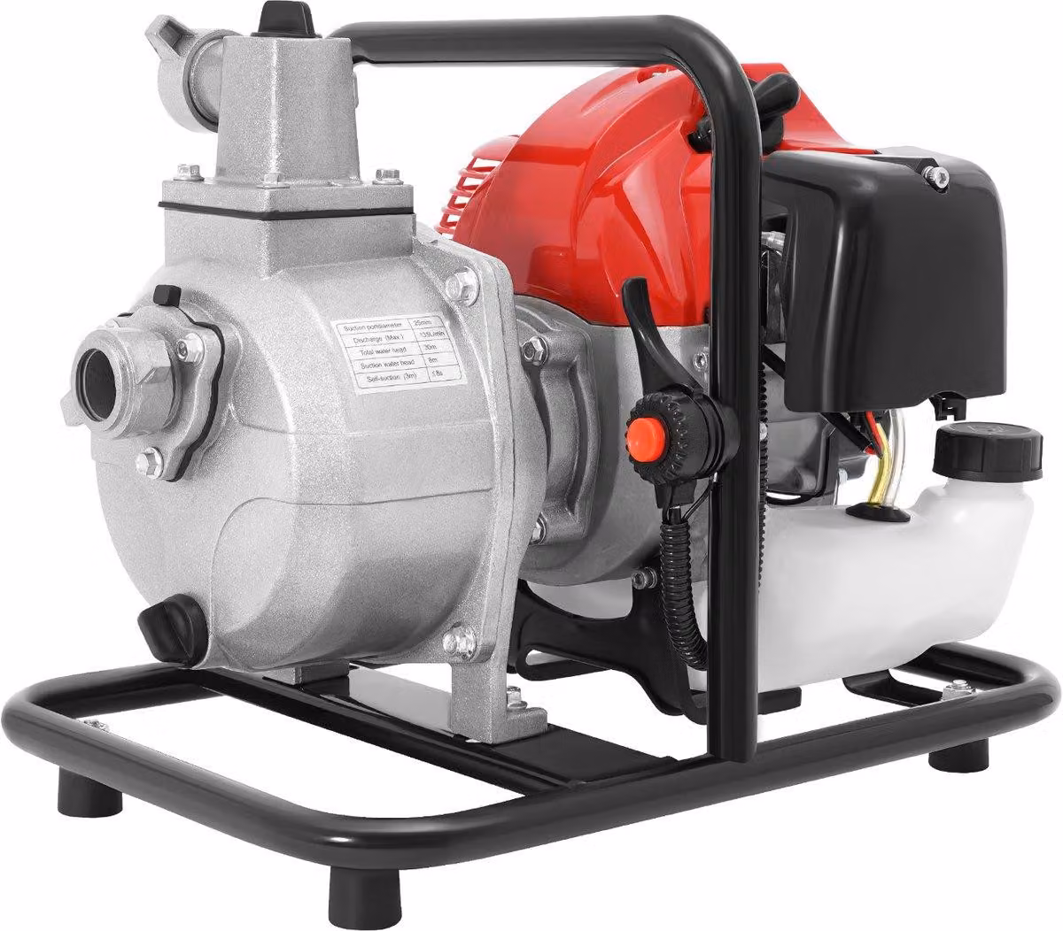 Pompa per acqua portatile - 43cc, 1250W - Alluminio e plastica - Rossa - Pompa per irrigazione