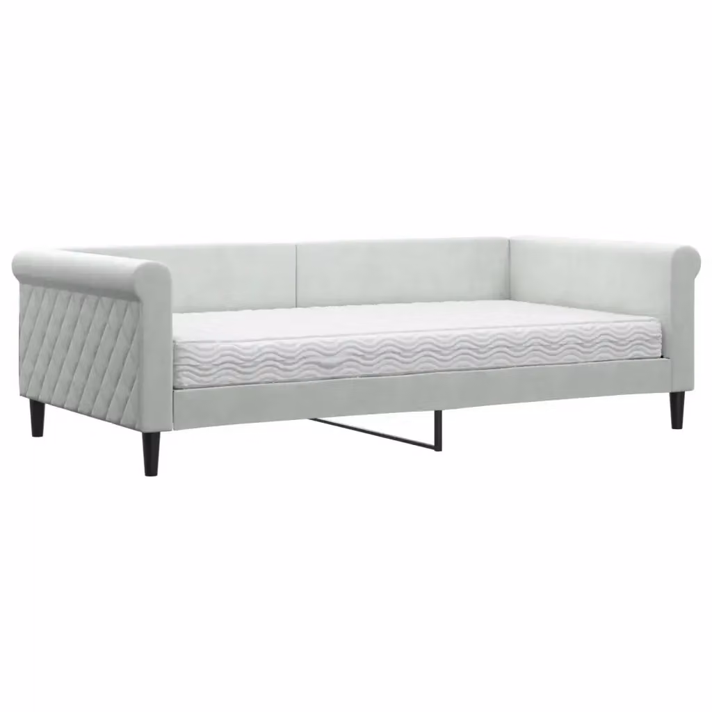 Divano Letto Moderno vidaXL in Velluto Grigio con Materasso in Schiuma L/P/H: 229 x 110 x 68 cm, Dimensioni Materasso: 100 x 200 cm – 2