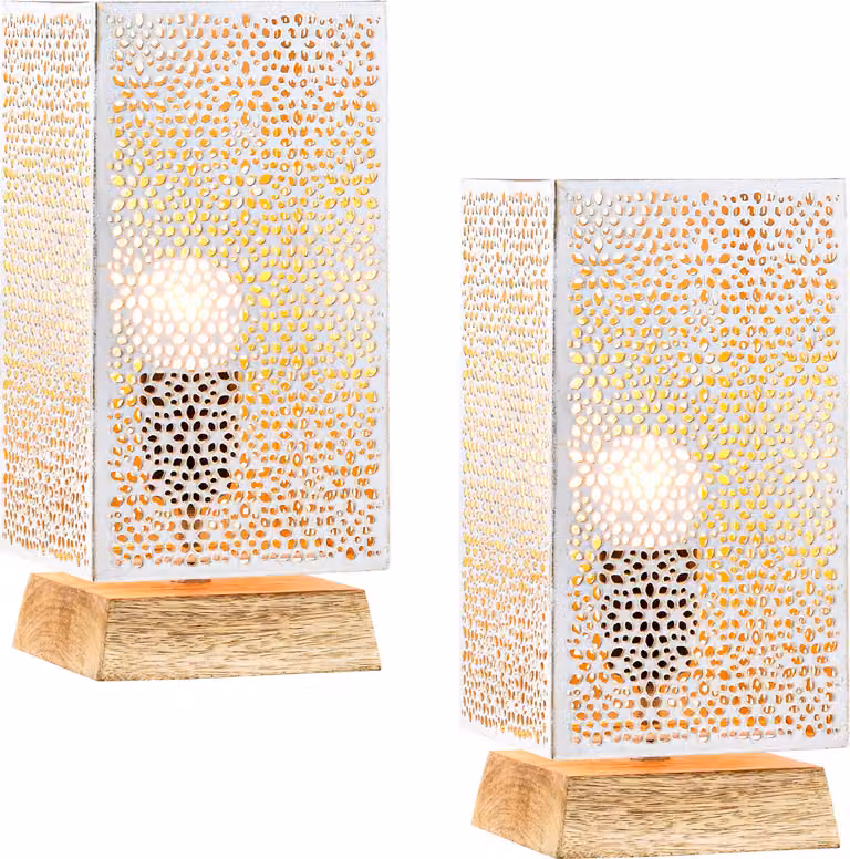set di 2 lampade da tavolo decorative boho lampada da comodino Autigan bianco