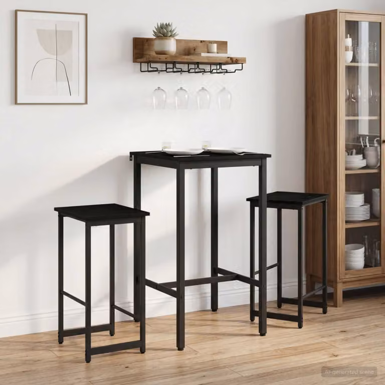 Set di 2 sgabelli da bar moderni vidaXL in nero con finitura opaca L 40 cm x P 32 cm x H 64 cm
