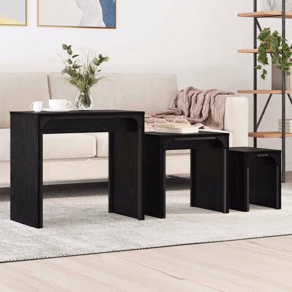 Set di 3 tavolini da salotto moderni vidaXL in nero, L/P/H: 60 x 35 x 56 cm