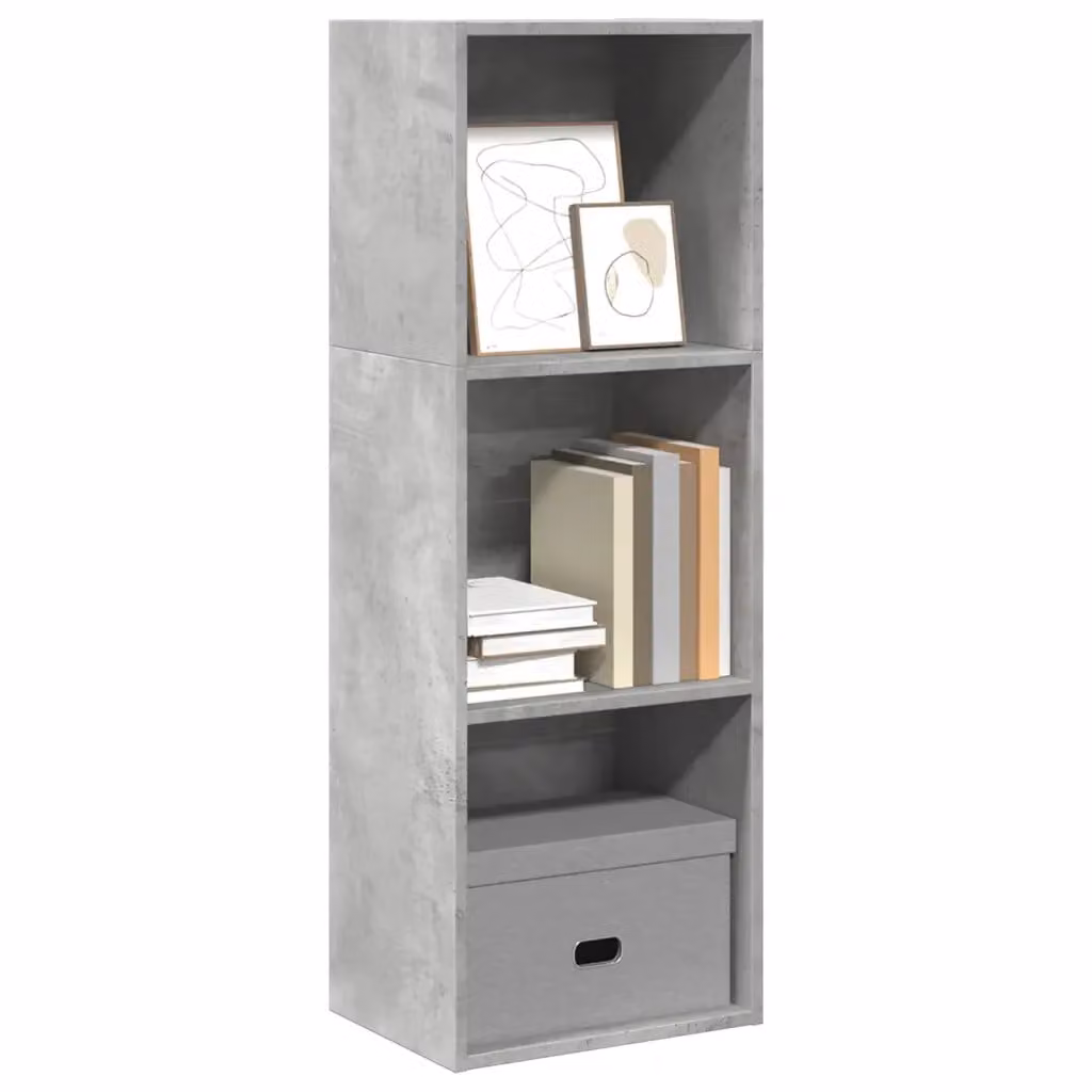 Libreria moderna vidaXL in legno e MDF grigio con pannello posteriore, L 40 cm x P 30 cm x H 114 cm