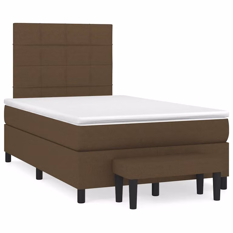 vidaXL Letto Ibrido con Giroletto a Molle e Materasso in Tessuto Marrone e Bianco L/P/H: 120 x 200 x 193 cm