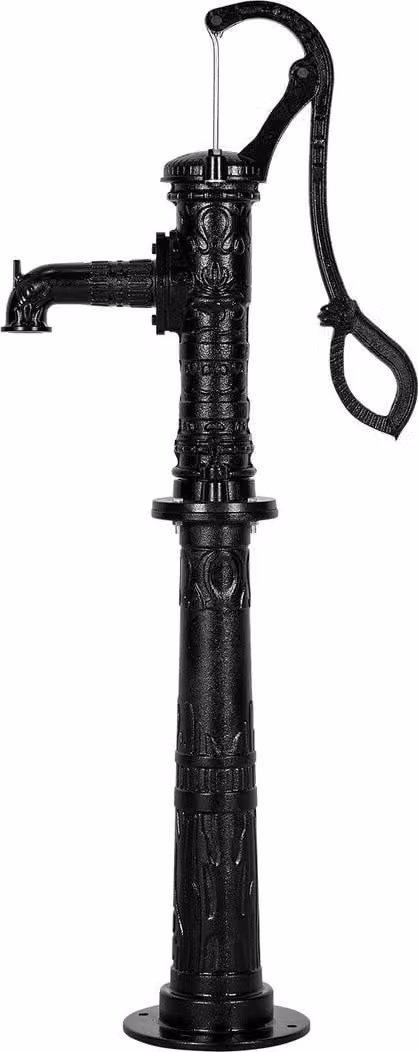 Pompa a mano per pozzo, sollevamento massimo 6 metri, pompa manuale antica in ghisa con base rialzata, attacco NPT da 1-1/4 pollici, facile da installare, per giardini esterni, laghetti, cortili, fattorie, colore nero