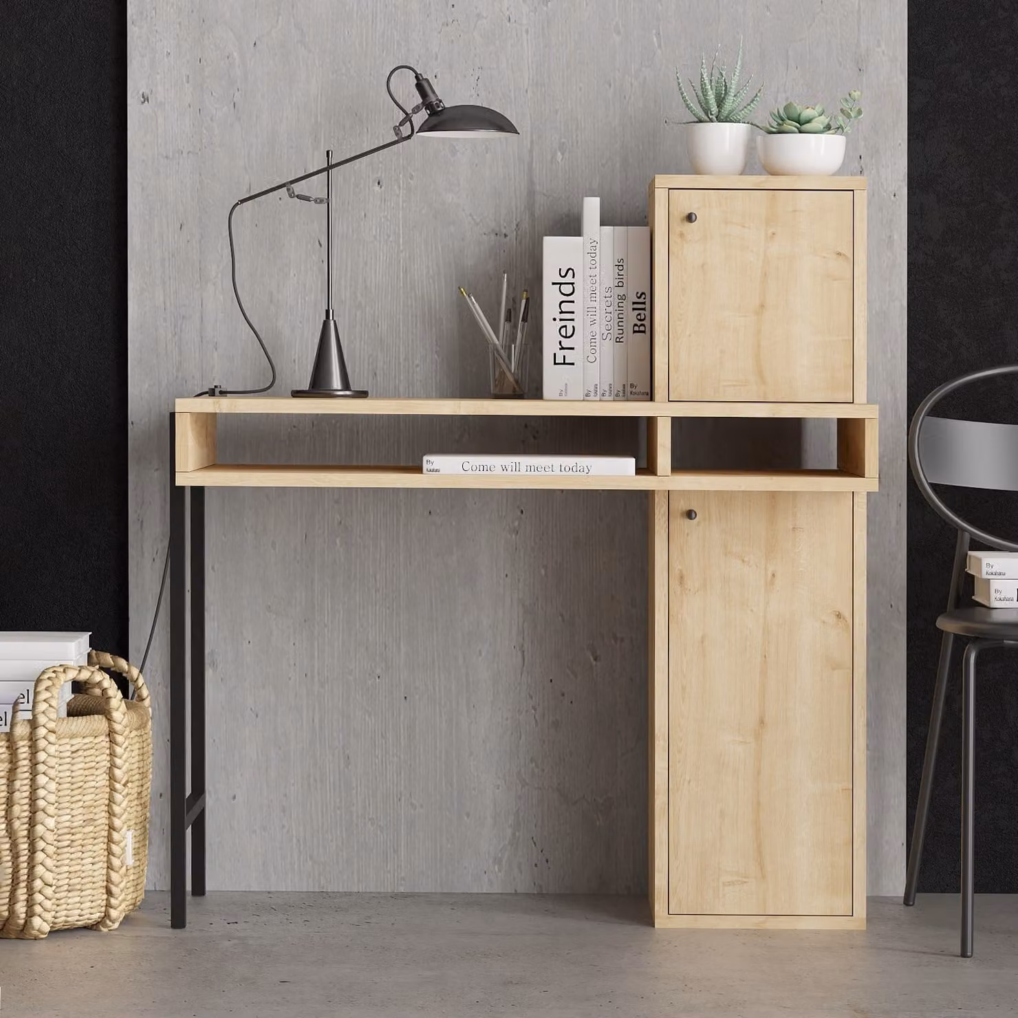 Skye Decor, Dora Dec0138, scrivania, 100 % MELAMINE COATED SLIPBOARD, rovere, 102 x 45 x 106 cm