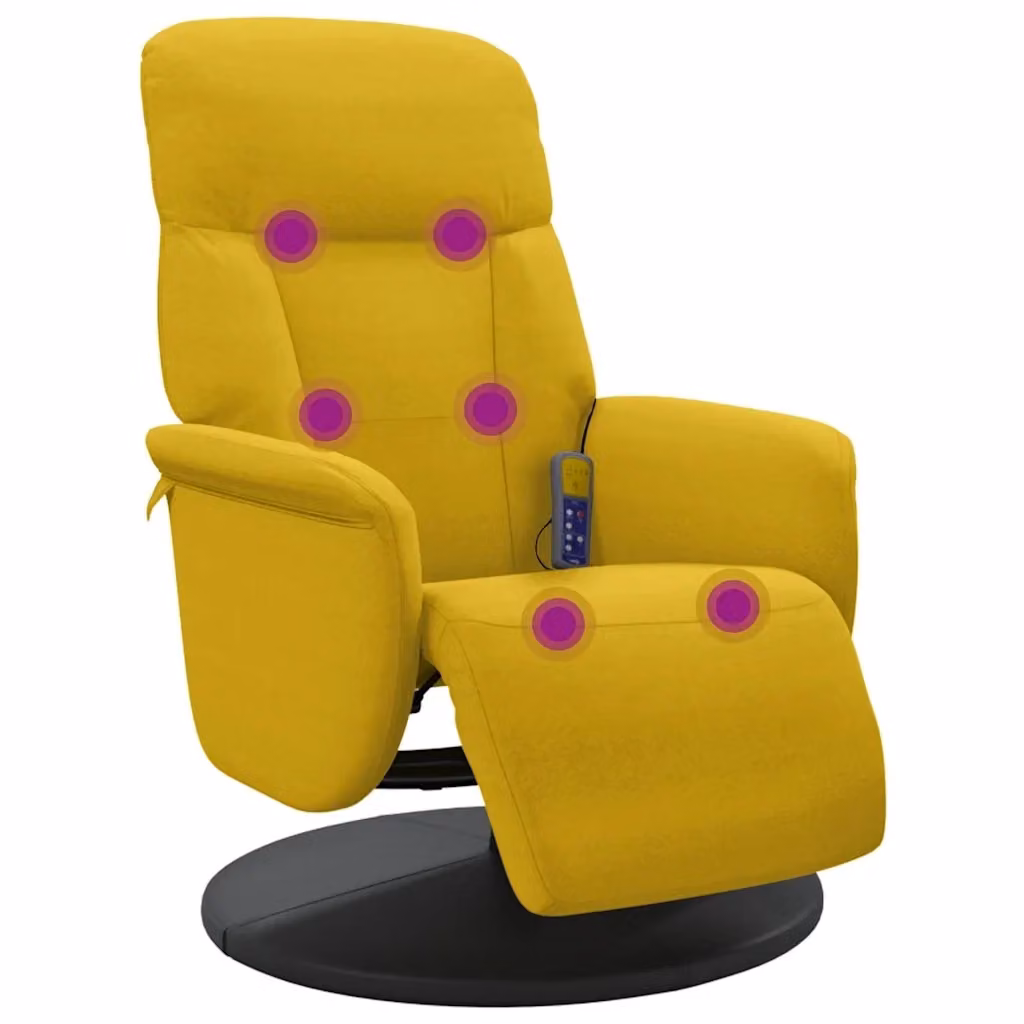 Poltrona Relax Reclinabile vidaXL in Velluto Giallo con Poggiapiedi e Rotazione 360 Gradi – 2