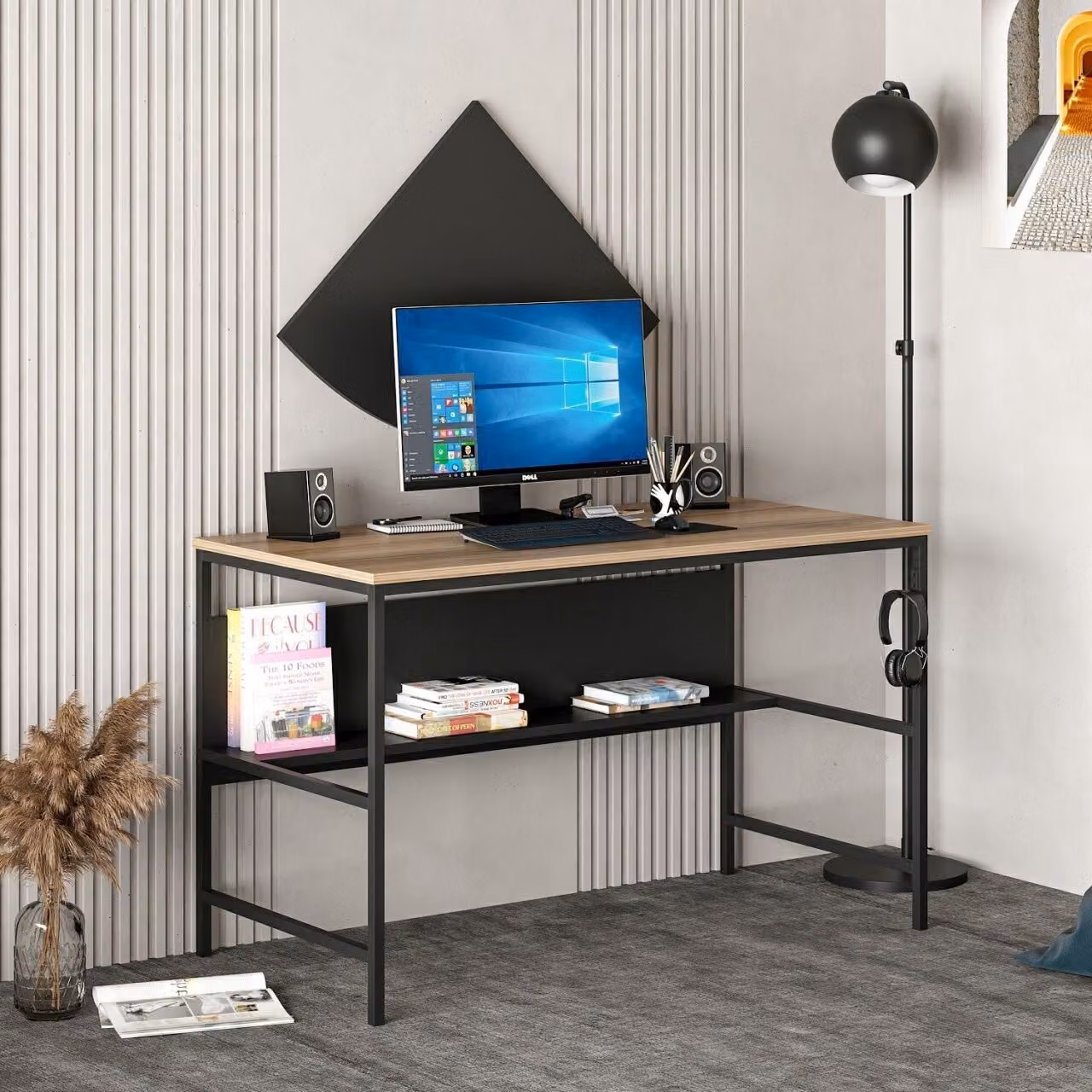 Skye Decor, Greta - 4481 - Dore, Nero, Scrivania, Dore, 100% PANNELLI DI AGGREGATO MELAMMINICO, 120 x 60 x 74 cm