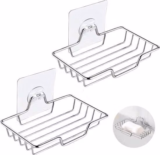 Porta doccia in acciaio inossidabile, senza necessità di foratura – montaggio a parete, ideale per doccia, sapone, bagno, cucina