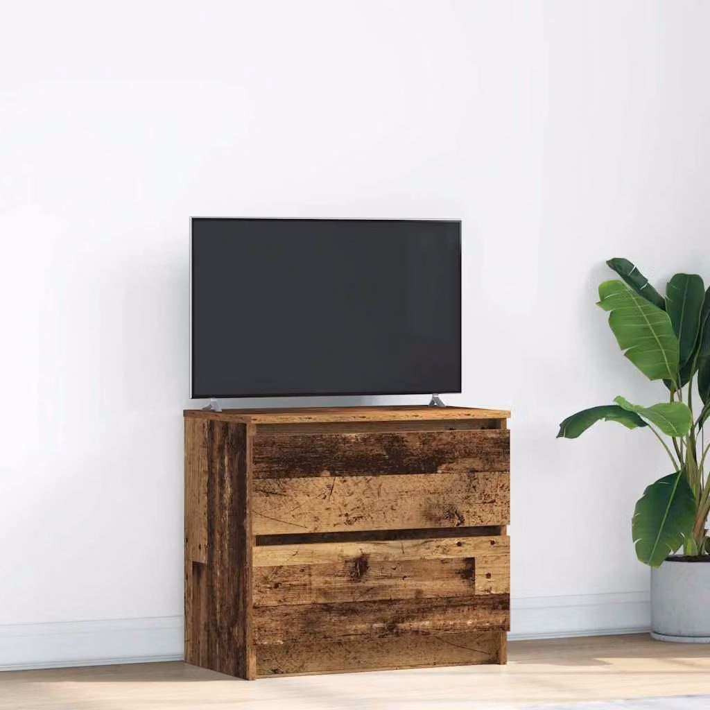 vidaXL Mobile Porta TV in Legno Antico Marrone con Ruote L 60 cm x P 35 cm x H 54 cm