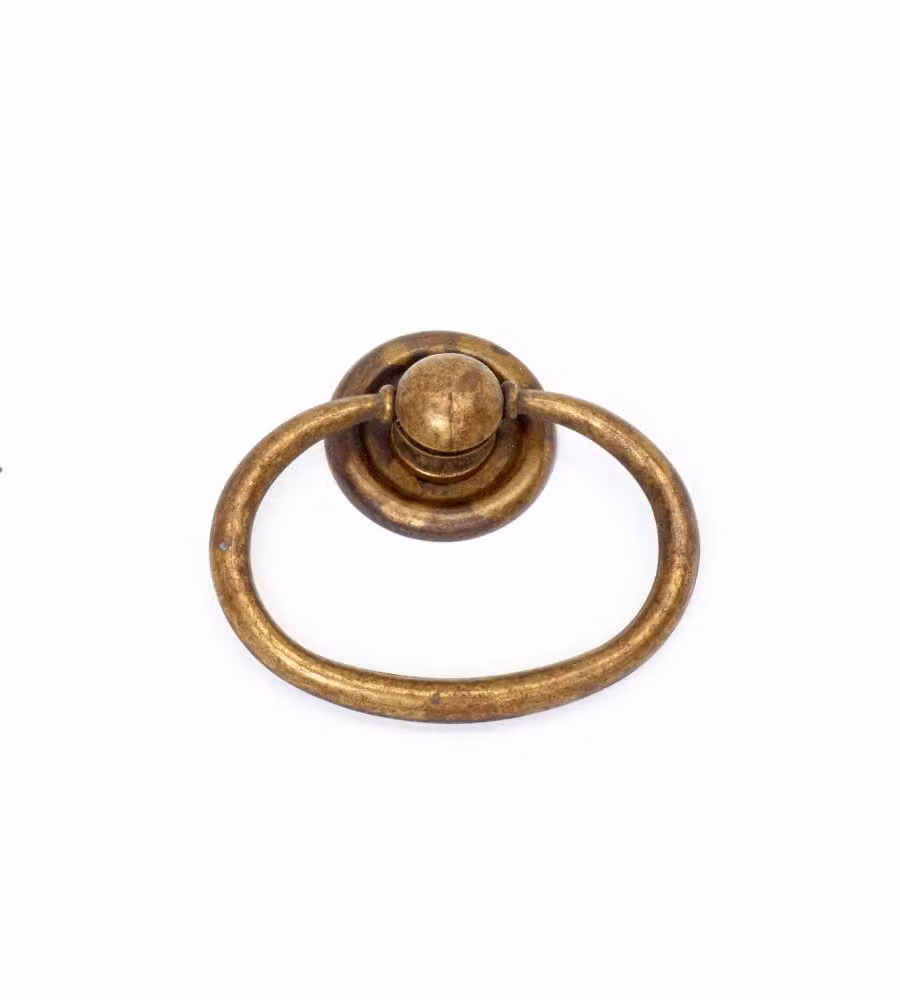 Maniglia tonda con anello ovale in metallo color bronzo patinato antico CFadda 44 x 42 mm