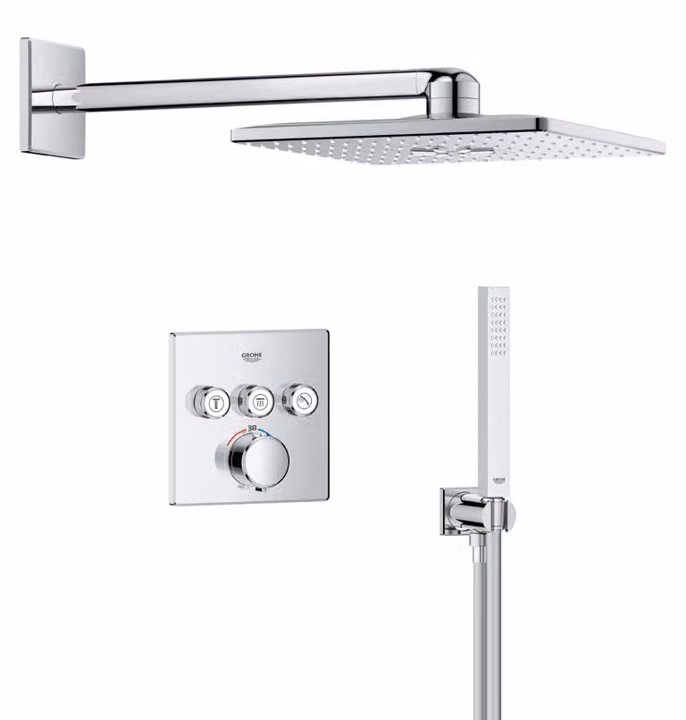 Sistema doccia Inbau con termostato, soffione da 31 cm, finitura cromata