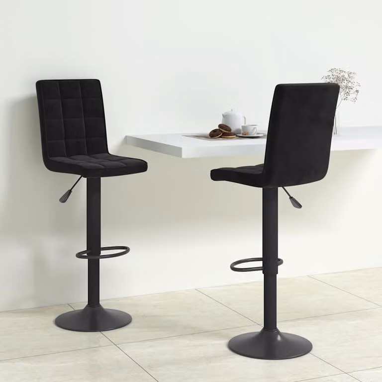Set di 2 sgabelli da bar vidaXL in velluto nero con base girevole a 360 gradi