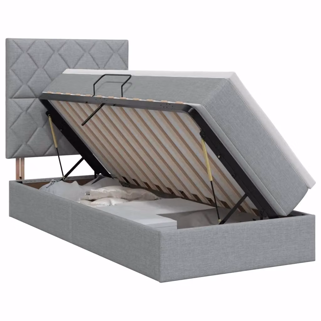 Letto con contenitore e materasso vidaXL Grigio, L/P: 100 x 200 cm, H: 128 cm – 2