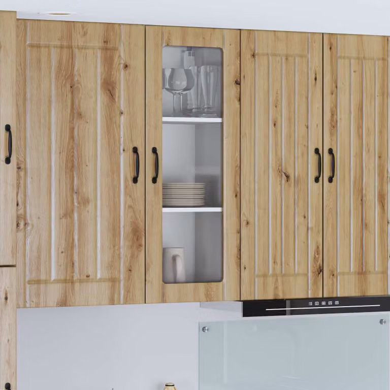 Mobile da parete LUCCA vidaXL in legno e vetro, colore rovere, L: 100 cm, H: 31 cm, P: 40 cm