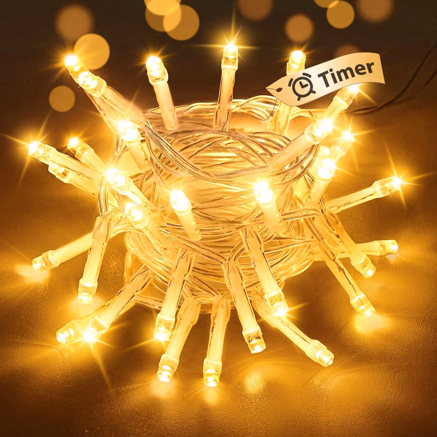 Catena luminosa da 3 metri, con 30 LED, alimentata a batteria, con timer e 2 modalità