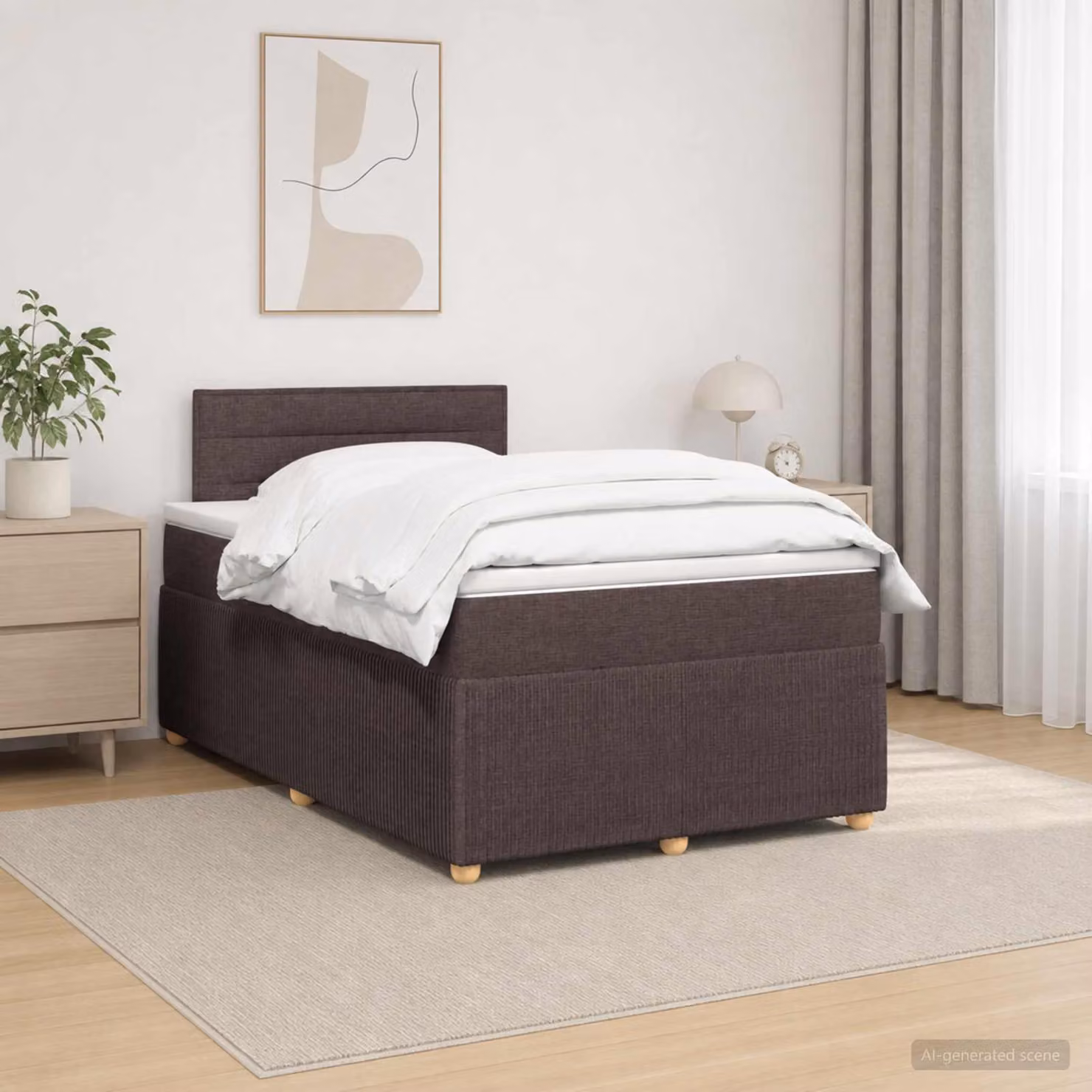 vidaXL Letto box spring con materasso Marrone Scuro 120 x 200 cm
