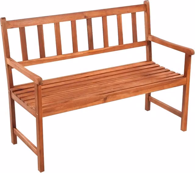Panchina da giardino in legno di acacia con cuscini e braccioli, colore marrone e rosso, L: 120 cm