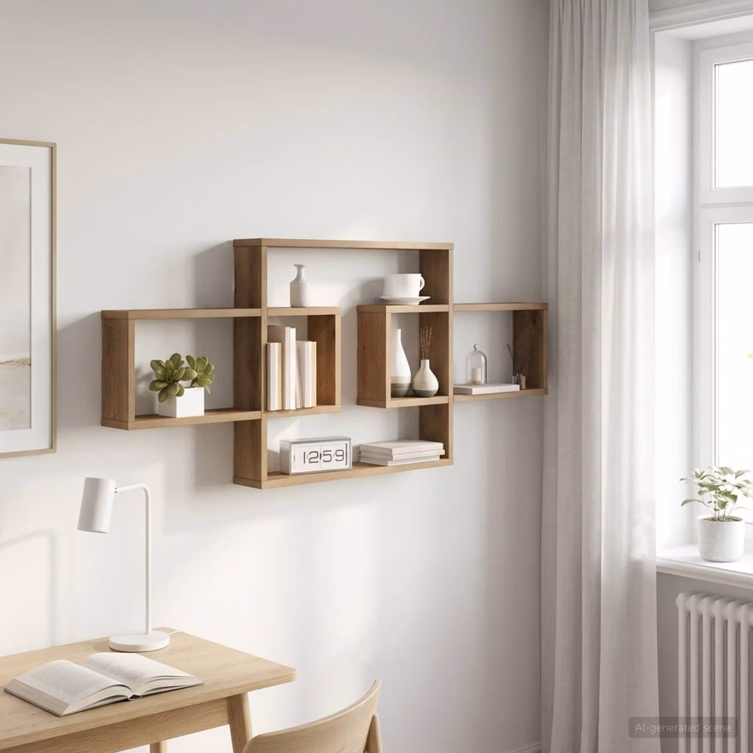 Scaffale da parete moderno vidaXL in legno color marrone L 130 x P 10 x H 50 cm