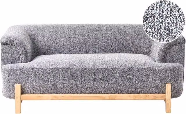 Divano a 2 posti Beliani in stile moderno con rivestimento in tessuto grigio e gambe in legno per il tuo soggiorno