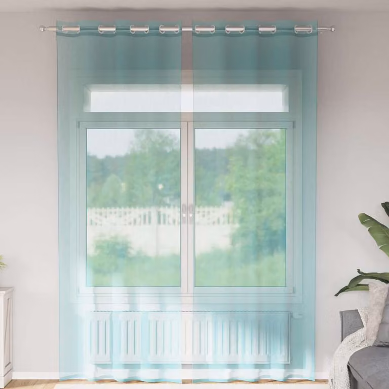 Set di 2 tende in voile semitrasparente vidaXL color turchese con occhielli, L: 140 cm, H: 260 cm