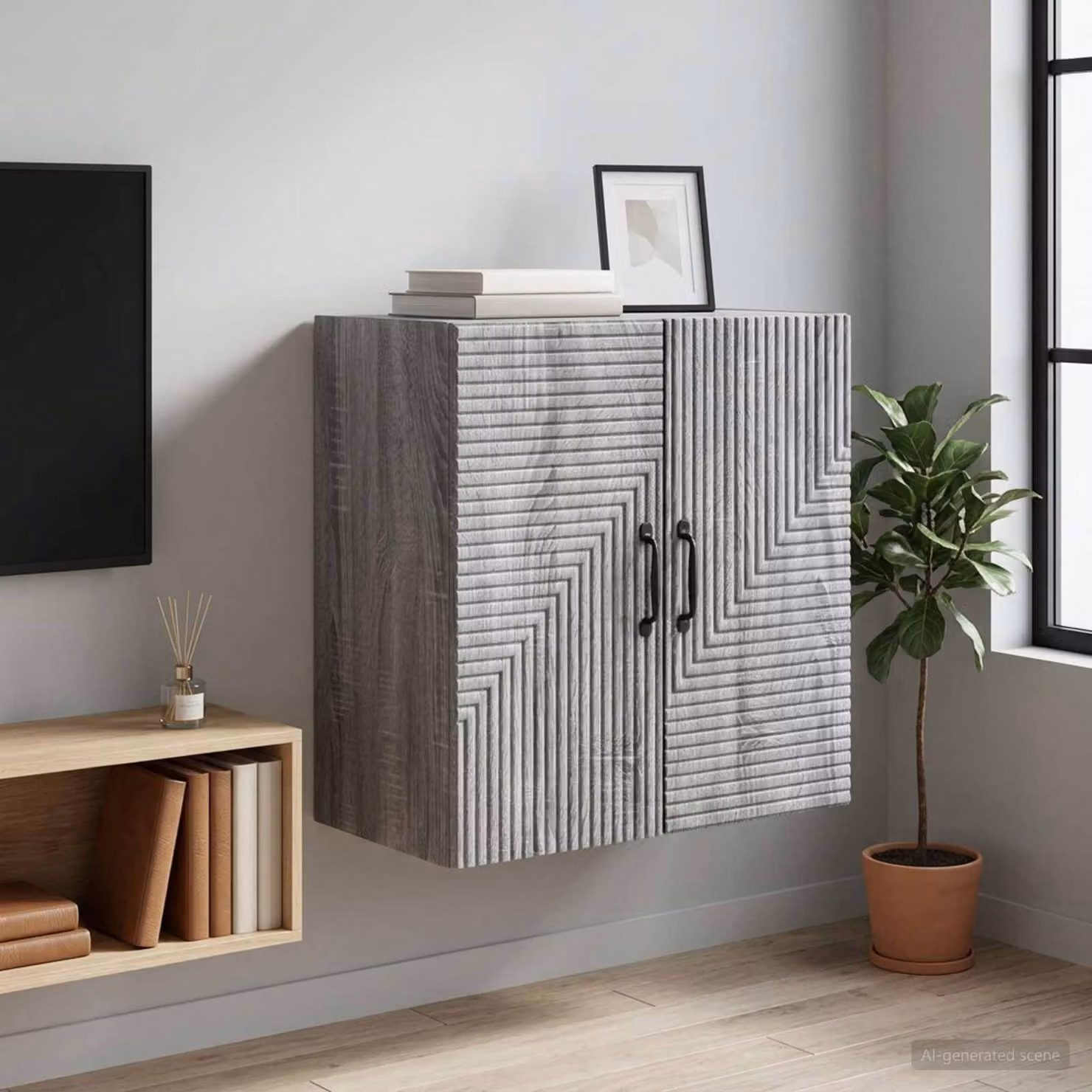 Mobiletto a muro moderno vidaXL in legno grigio L: 59 cm, P: 31 cm, H: 60 cm