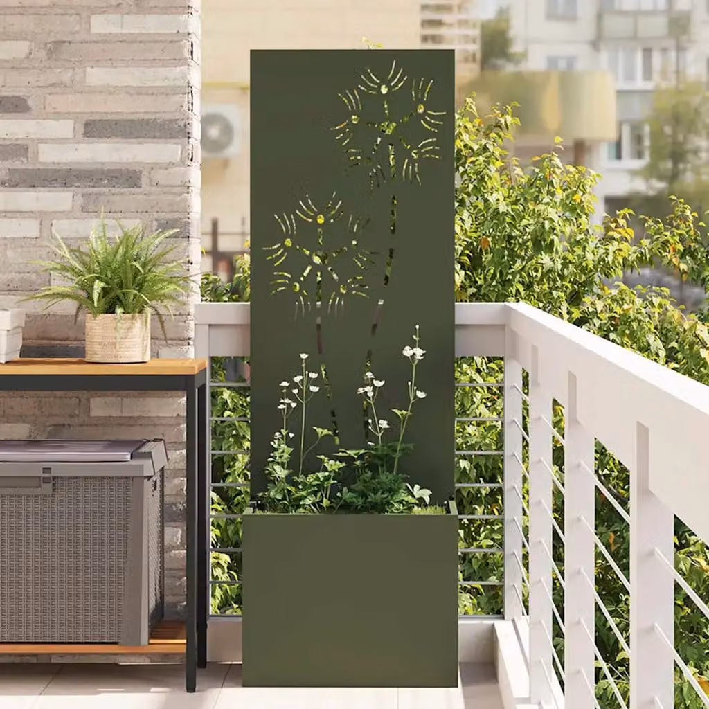 vidaXL Paravent per privacy in giardino in acciaio verde L/P/H: 50 x 32 x 150 cm
