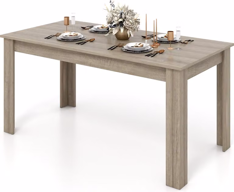 Tavolo da pranzo COSTWAY 160x80cm, tavolo grande, tavolo da cucina rettangolare, tavolo da sala da pranzo per 6-8 persone, tavolo in legno tavolo da pranzo natura moderna