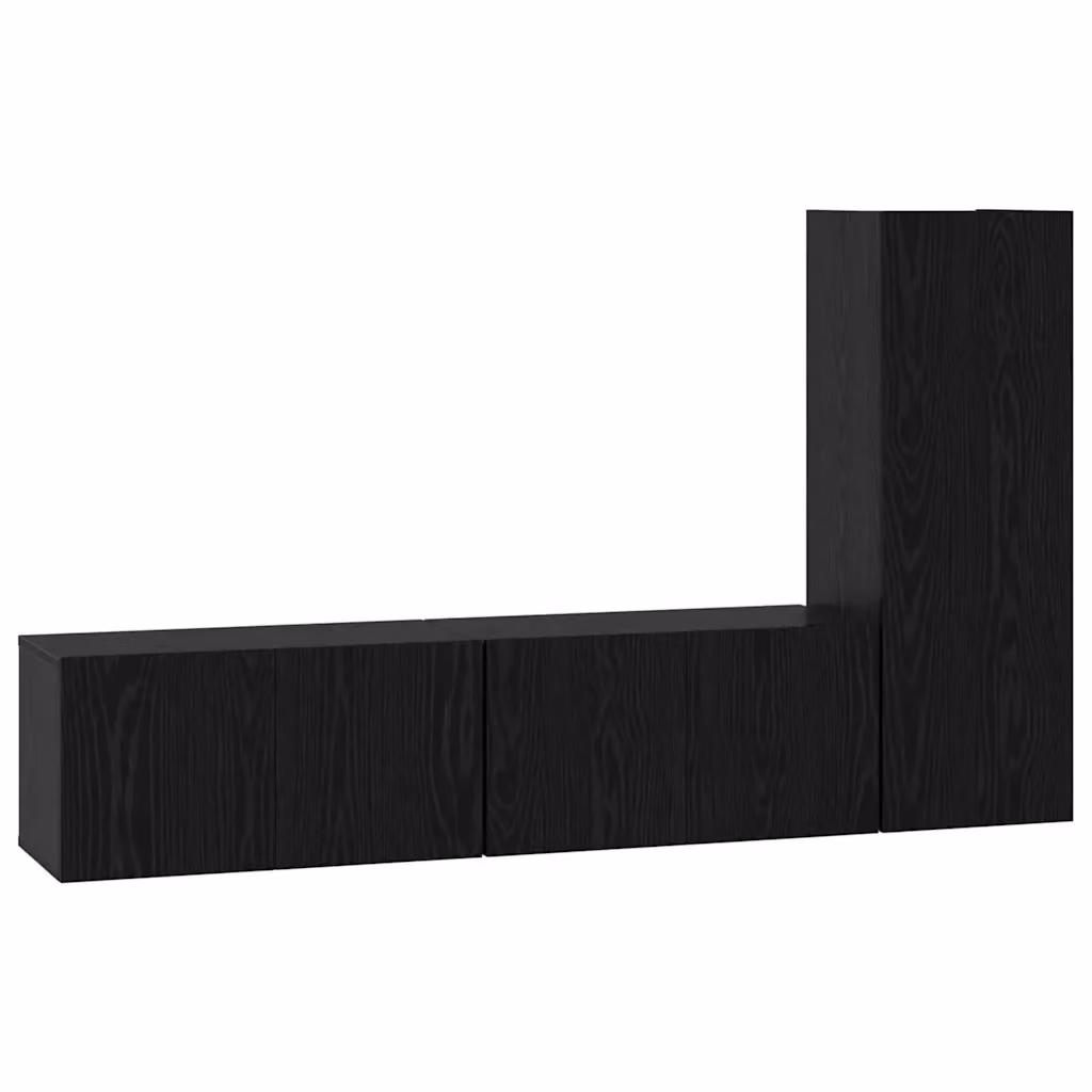 Set di 3 mobili TV moderni vidaXL in legno multistrato rovere nero opaco per soggiorno – 2