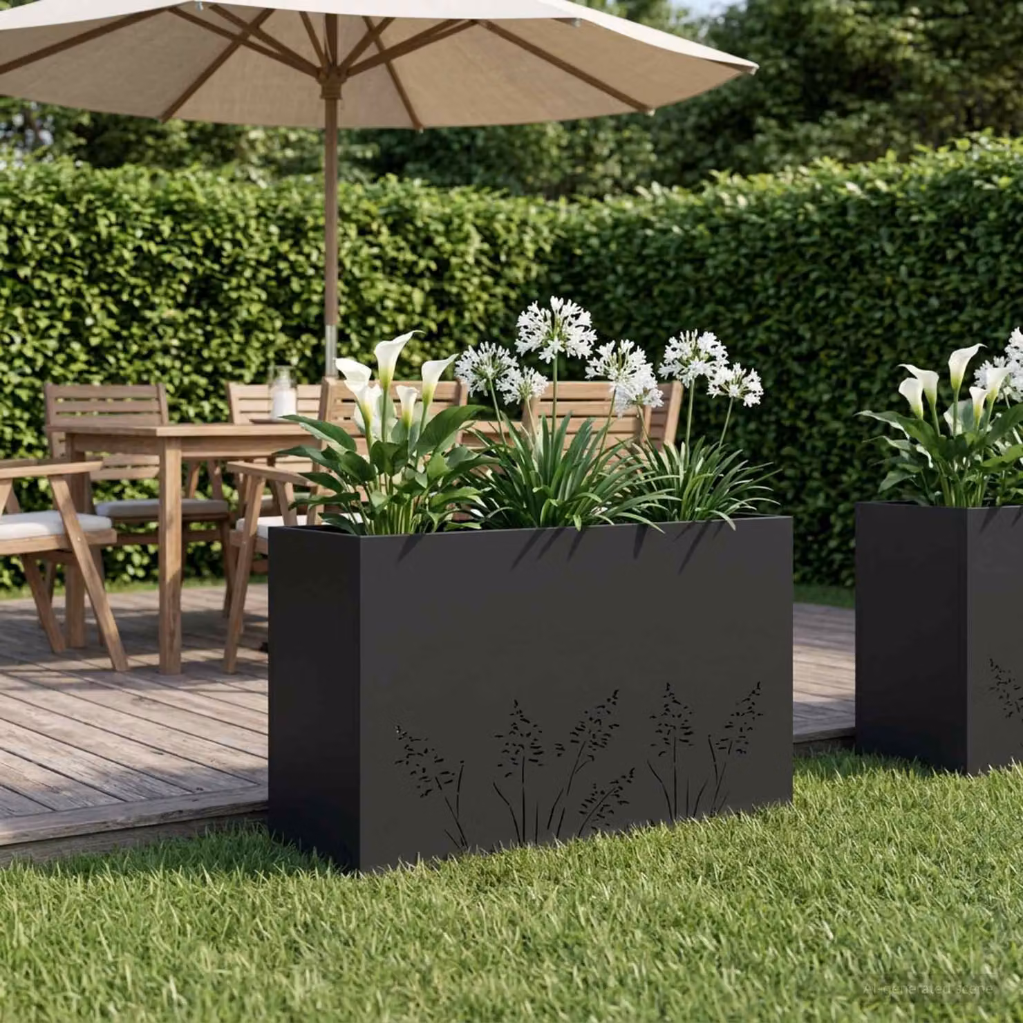 Vaso da giardino vidaXL in acciaio nero L: 80 cm, P: 30 cm, H: 49 cm