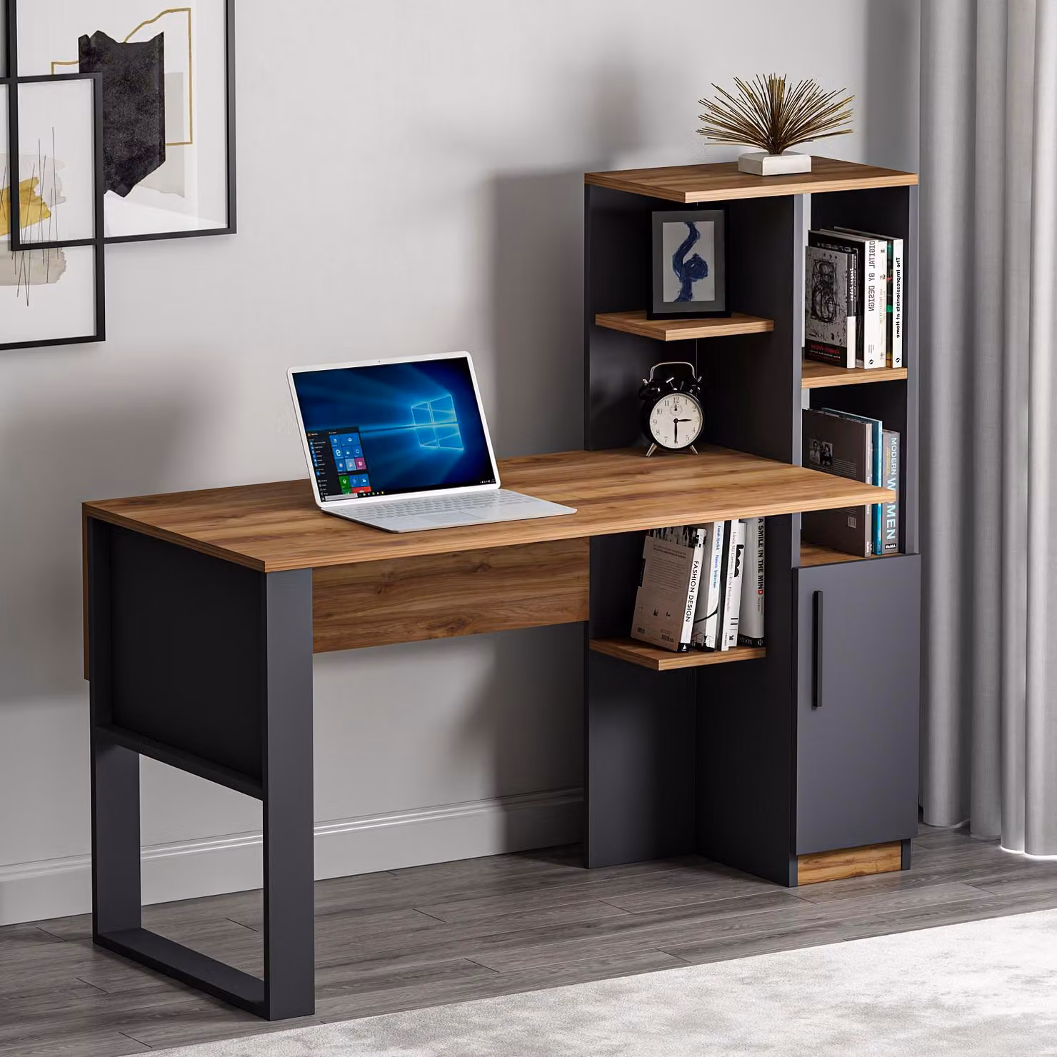 Scrivania Homidea Tody - Computer e scrivania - Postazione di lavoro - Soluzione contenitiva con ante e ripiani dal design moderno, ideale per l'ufficio in casa o la cameretta dei bambini