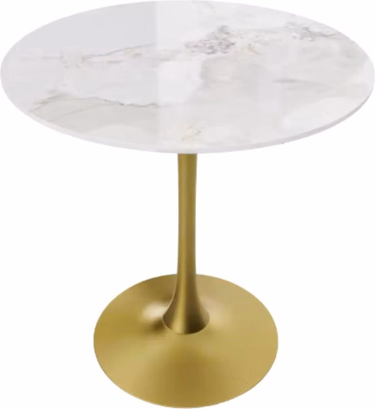 Grandioso tavolo da pranzo - Tavolo rotondo da cucina alto 78 cm - Piano in pietra sinterizzata con zoccolo - Tavolo bistrot per il tempo libero e gli interni moderni