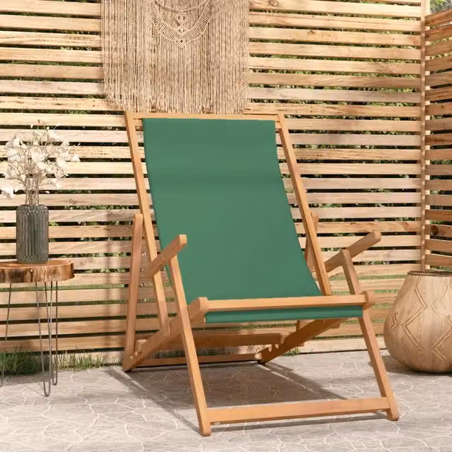 Sedia da giardino pieghevole in legno di teak verde vidaXL