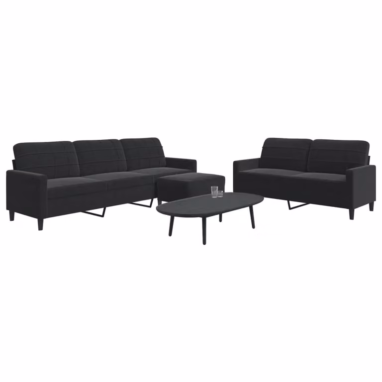 Maison Exclusive - Set divano a 3 pezzi con cuscini in velluto nero