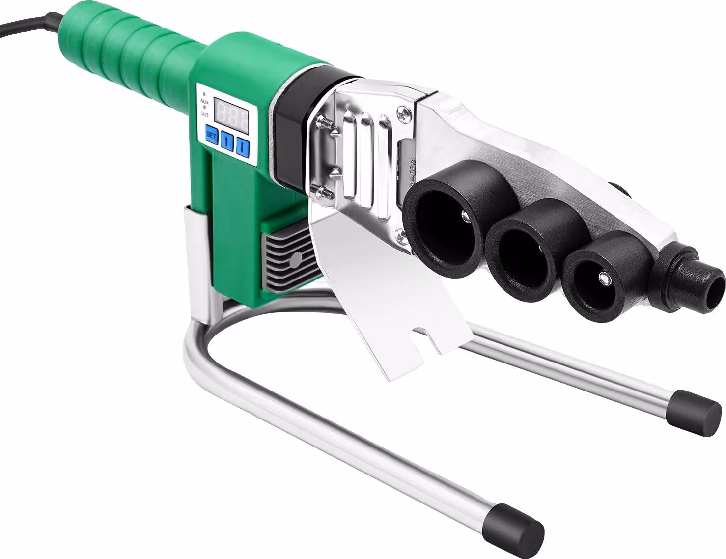Saldatrice per tubi, 1500 W, intervallo di temperatura 25-385 ℃/77-725 °F, dimensioni 37,5 × 14 × 15,5 cm, precisione della temperatura 1 ℃/1,8 °F, diametro della testa di saldatura 20 mm/25 mm/32 mm