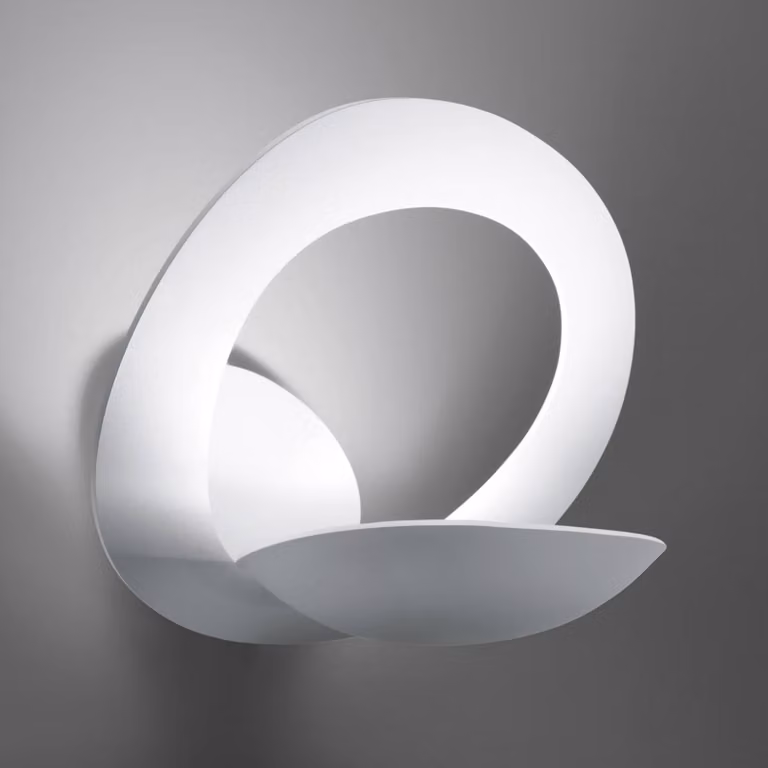 Artemide Applique da parete di design Pirce, dimmerabile, Bianco / Opale, Corridoio, Alluminio, Design, Applique