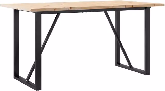 Tavolo da pranzo e da cucina rettangolare in legno di pino e metallo marrone con base a slitta L/P/H: 140 x 80 x 75,5 cm